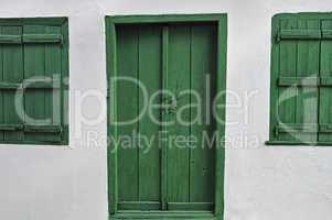 green wooden door