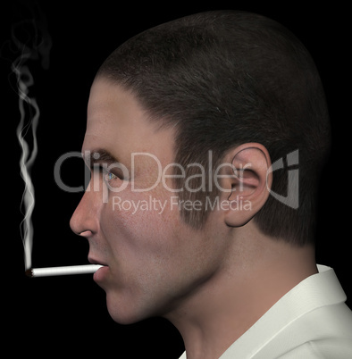 man smoking cigarette