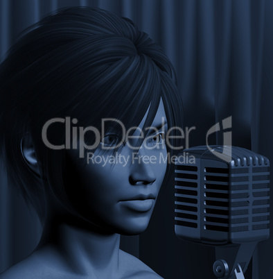 female jazz singer illustration