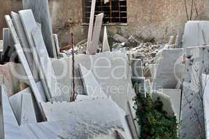 pieces of marble in factory yard