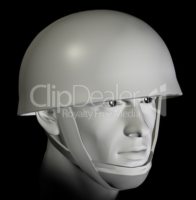 soldier with helmet 3d illustration