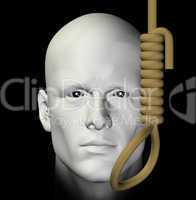 suicidal man and hanging noose 3d illustration