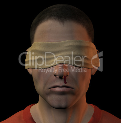 tortured blindfolded man