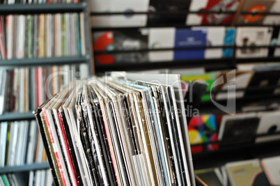 vinyl records at record store