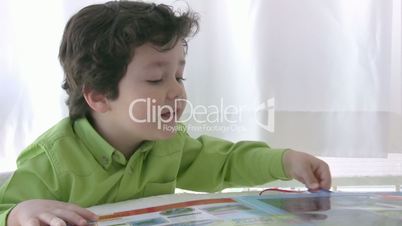 Child reading a book