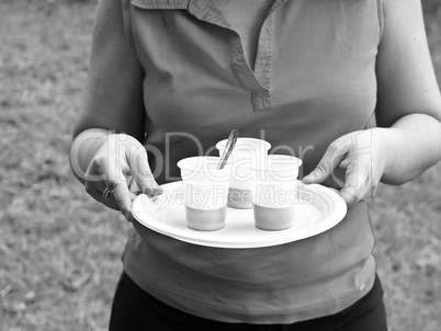 Barmaid with coffee