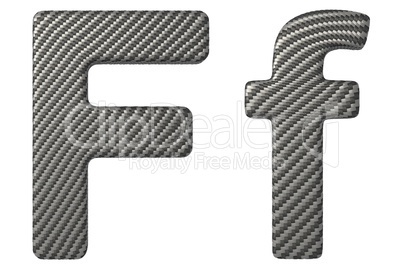 Carbon fiber font F lowercase and capital letters