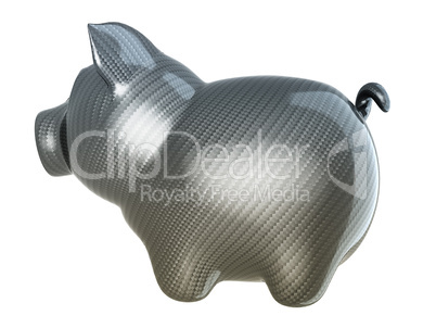 Carbon fiber piggy bank isolated