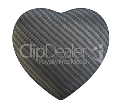 Carbon fibre heart shape isolated
