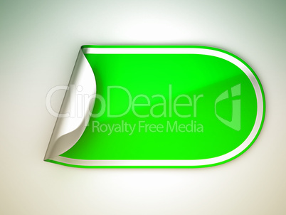 Rounded green bent sticker or label