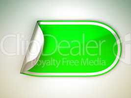 Rounded green bent sticker or label