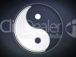 Yin yan stitched symbol on leather