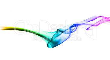 Abstract colorful fume waves on white