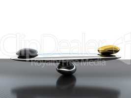 Balance: scales with carbon fiber shape and gold