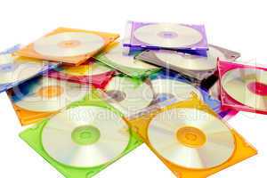 colorful CDs in boxes