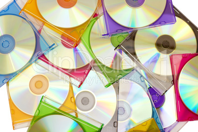 colorful CDs in boxes