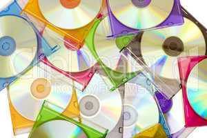 colorful CDs in boxes