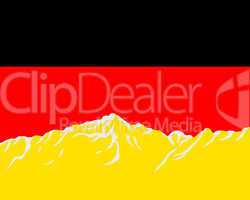 Gebirge mit Fahne von Deutschland