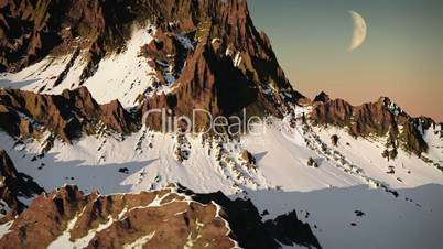 (1243) Wilderness Snow Mountain Peaks Winter Exploration Extreme Adventure Aerial