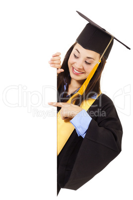 Female Graduate with copy space