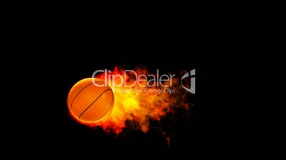 Basketball fireball in flames on black background