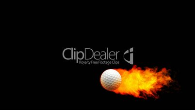 Golf fireball in flames on black background