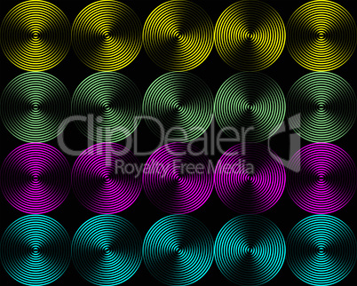 Metallisch schimmerndes Hintergrundbild aus vielen farbigen Kreislinien