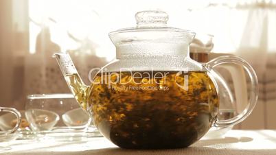 Herbal Tea in clear glass teapot