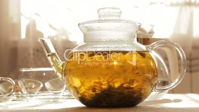 Herbal Tea in clear glass teapot