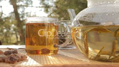 Glass of tea outdoors