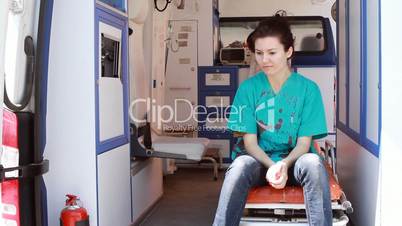 nurse thinking in ambulance 2