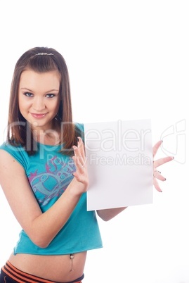 Girl wth blank sheet