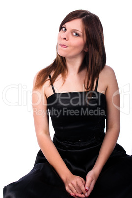 beautiful young woman in a black dress