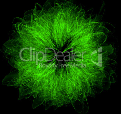 Green round abstraction over black