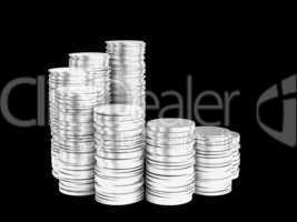 Growth: silver coins stacks spiral shape