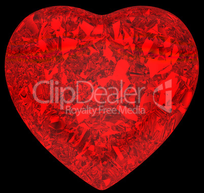 Red diamond heart shape on black