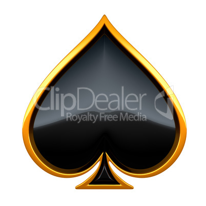 Spades card suits with golden framing
