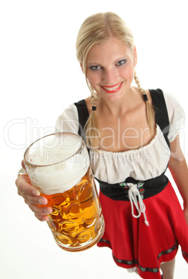 Frau mit Bierkrug