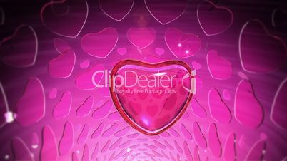 Diamond Heart with Small Ruby Hearts. Valentines Theme. Loop.