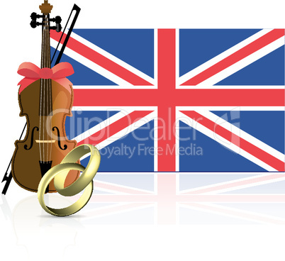 Eheringe, Violine und britische Flagge