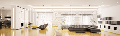 Interior of modern apartment panorama 3d render