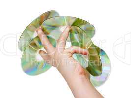 hand with a CD
