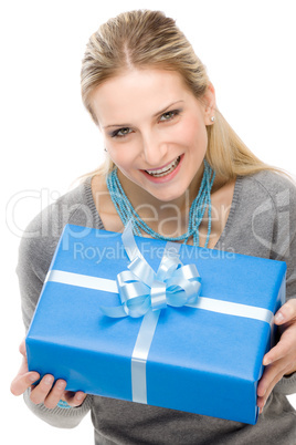 Present woman celebration hold gift happy