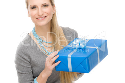 Present woman celebration hold gift happy