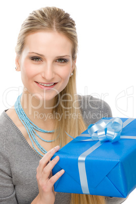 Present woman celebration hold gift happy