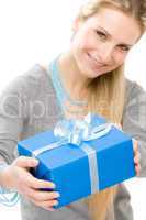 Present woman celebration hold gift happy