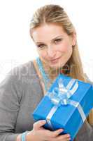 Present woman celebration hold gift happy