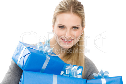 Present woman celebration hold gift happy