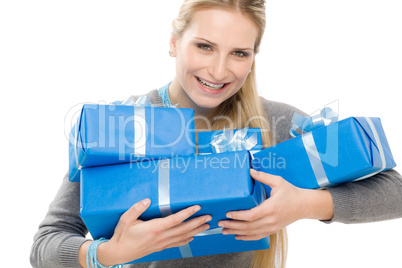 Present woman celebration hold gift happy