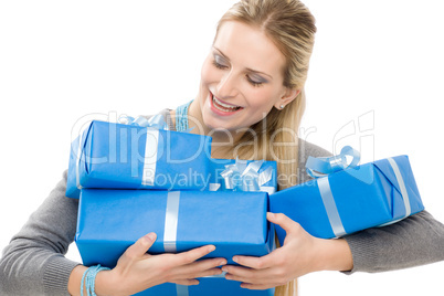 Present woman celebration hold gift happy